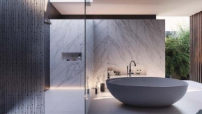 Bathroom in Calacatta Marble - Lustrolite